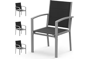 Flamaker Gartenstühle 4er Set Aluminium Outdoor-Stühle Belastbarkeit 140 kg campingstuhl Stark und regenfest gartenmöbel, Hellgrau