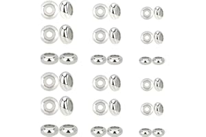 PH PandaHall - Lote de 30 cuentas deslizantes de acero inoxidable, 7/8/10 mm, cuentas de tope deslizantes con interior de goma para la fabricación de joyas de collares de pulseras europeas