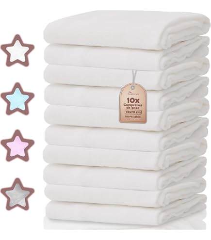 Yukkidds – 5 Panni In Mussola Di Cotone Per Neonati – Quadrati 60x60 Cm – Morbidi E Assorbenti – Colore Verde – Ideali Per Pulire E Ruttini