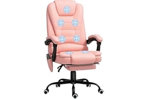 Vinsetto Krzesło biurowe z 7-punktowym masażem, ergonomiczny fotel biurowy z funkcją leżenia, fotel szefa z regulacją wysokości, z pilotem zdalnego sterowania, obciążenie 120 kg, do gabinetu, biura,