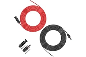 iGreely 6mm² Solar Panel Extension Cable with Female and Male Solar Connector, 6mm² Solar Cable 6m (6m Red + 6m Black)