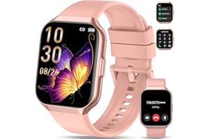 QCOQ Smartwatch Uomo Donna, 1.96" Orologio Fitness con Effettua/Risposta Chiamate, 110+ Sportive Smart Watch, Contapassi/Cronometro/Cardiofrequenzimetro, Impermeabil IP68 Smart Watch per Android/iOS, Rosa
