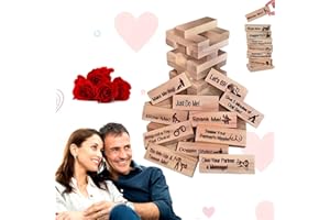 GEVECORI Lust Tower - Jeu de Tour en Bois 48 Pièces, Idées De Cadeaux Amusants pour Un Rendez-Vous Galant, Tour de Saint-Valentin avec Blocs Empilables en Bois, Cadeaux de Saint-Valentin