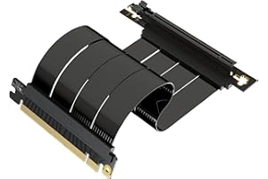 LINKUP - AVA5 PCIE 5.0 Riser Cable | RTX5090 RX8900 GPU Ready | x16 128GB/s Speed | Compatible with PCIe 4.0 & WRX80/WRX90E | Right Angle, Black 20cm