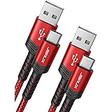 JSAUX Câble USB C (1+2M Lot de 2) 3,1A Durable Chargeur USB C Cable USB Type C Charge Rapide Nylon Tressé Compatible avec Sam