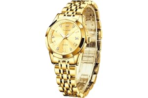 OLEVS Montre Femme Diamant Montre avec Petit Visage Or Argent Bracelet en Acier Inoxydable Étanche Date Montre