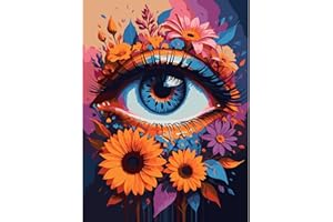 Gifmore Paint by Numbers Kits for Adults, DIY Craft Art Canvas Painting Kit with Acrylic Pigment and Brushes, 12 x 16 inch Art Eye (Frameless)