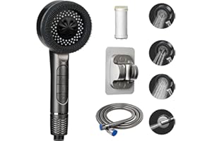AIXMEET 4 tryby natrysku, ręczna głowica prysznicowa z filtrem, wysokociśnieniowa głowica prysznicowa z wężem 150 cm, głowica prysznicowa z włącznikiem/wyłącznikiem do czyszczenia wanny, płytek i