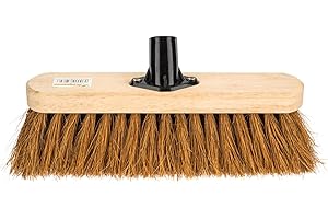 HOMESHOPA.COM HOMESHOPA 12" Wooden Broom Head Natural Soft Coco Bristle, Replacement Broom Head, Indoor Outdoor Floor Sweeping Brush, Fitted Fixing Bracket Connector
