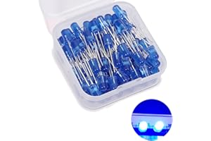 KA WAH CORE Diodes LED 5mm, diode LED électroluminescente haute luminosité, diode LED multicolore 3V pour le bricolage, les projets scientifiques et les composants d'éclairage électronique (Bleu 80Pcs)