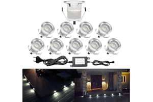 QACA Led Spot Mini Exterieur encastrable,Luminaire encastré 30mm IP 67 Eclairage Escalier Spot Exterieur Led Encastrable DC 12V 0.6W pour Patio Piscine Paysage (blanc froid, 10 kit)