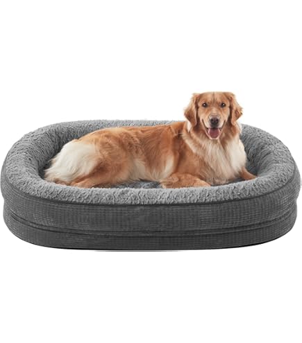 KOPEKS Orthopädisches Hundebett XL – Mit Viskoelastischem Schaum, Wasserdichtem Bezug, 127x86 Cm, Grau