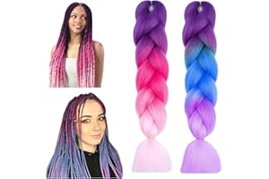 Yoirzit Extension per Treccine Africane 2 pezzi, Extension Trecce Estensioni Capelli Treccia da 24 pollici, Treccia Finta Capelli, Extension Trecce Capelli Colorati Sintetici Extension Capelli