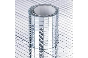 DURDIIY 1 Rotolo 1600 Pezzi Piastrelle Mosaico Vetro autoadesivo Mosaico Specchio Piastrelle Mini Tessere Mosaico Vetro Quadrate Piastrelle di vetro Mosaico per Decorazioni Artigianali Fai Da Te (Argento)