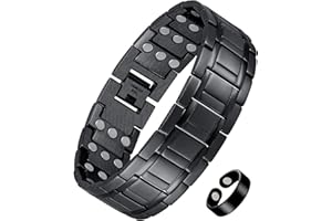 Jecanori 3X Magnetic Bracelet for Men and Copper Ring WIth 3500 Gauss Ultra Strength Magnets,Adjustable Titanium Steel Magnetic Bracelet with Adjustment Tool & Gift Box