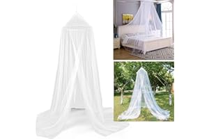 DIWUJI Mosquito Net Bed Canopy, Mosquito Netting Curtains Full Hanging Kit, Quick Easy Installation Hammock, White Dome Tent for Children, Fly Insect Protection Indoor Outdoor, Decorative Height 250cm/98in
