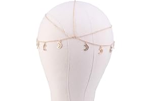 ‎BEAUPRETTY Beaupretty Kopf Ketten Schmuck, Mond kopf Stirnkette Schmuck Boho Kopschmuck Kette Festival Haar Stirnband