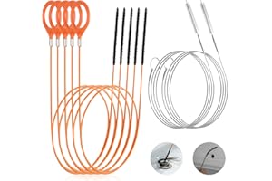 HZHSSG 7 Piezas Desatascador Tuberias, Desatascador Fregadero Flexible Antirrotura de 76 cm y Cepillo de Limpieza de 150 cm Removedor de Cabello para Fregadero, Ducha, Bañera y Tuberías