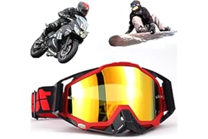 Yoihuqi Gafas Esquí, Gafas Moto Polvo, Gafas Snowboard Espejo, Dirt Bike Off-Road Goggles, Prueba Viento a Prueba de Polvo Gafas, para Bicicletas Montaña, Esquís o Cascos Abiertos