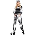 Spooktacular Creations Adult Women Jailbird Prisoner Costume for Halloween Dress Up Party, Cosplay Themed Party (Large)