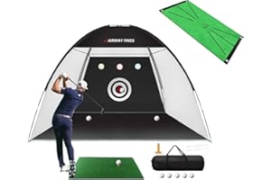FAIRWAY FINDS Golf Net, 10x7ft Golf Practice Net, Golf Nets for Backyard Driving with Target, 1 Golf Mat, 5 Golf Balls, 1 Golf Tees, Carry Bag, Golf Hitting Training for Driving, Golf Chipping Net Indoor Outdoor