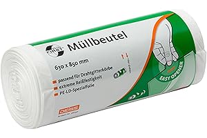 DEISS FIRST Plus Lot de 40 sacs poubelle Blanc 70 l