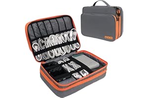 Gocokia Travel Cable Organizer Bag, 3 Layer X-Large Capacity Electronics Accessories Cord Storage Case Bag for Cables, SD Card,Chargers, Power Bank, Cellphone,Tablet(10.2")-Grey