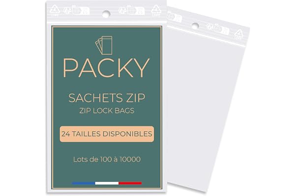 PACKY - Sachet Zip 5x7 Cm - 100 Pièces - Sachet Plastique Transparent - Ziplock Bag | Large choix, Usage durable, Visibilité rapide, Rangement simple, Usage polyvalent
