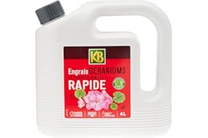 KB KBGER4N - Engrais Liquide Rapide Plantes Fleuries Géraniums, Vivaces 4 L - Plantes Plus Belles en 7 Jours - avec stimulateur de Croissance - Jusqu'à 568 L de Solution diluée - Fabriqué en France