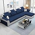 Ripple FURNITURE Luxury RHS L Shape Sofa Set For Living Room in Premium Fabric (Blue Grey)