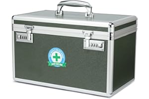 HEWEI WORKS Medication Lock Box With Combination - Lockable Medicine Storage, Empty First Aid, Security Lock, Medical Organizer, Multipurpose Locking for Home and Outdoor (Green, X-Large)