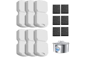 IHOUONE Filtri Fontanella per Gatti: 12 Filtro Fontana Gatto - Distributore Acqua Gatti Filtro - 6 Filtris Fontanella Cani + 6 Spugnas - Aumenti di Materiale - Adatto per Fontana per Cani Acciaio