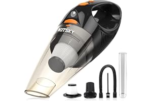 kitsky Handheld Vacuum, Car Vacuum Cleaner Cordless with Powerful Suction, Mini Portable Hand Held Vacuuming Cordless - for Sofas, Mattresses, and Windows, Black Gold, 9500PA