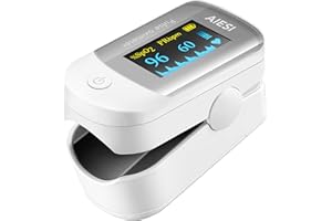 AIESI® Saturimetro da dito professionale certificato pulsossimetro con display a COLORI orientabile A2, Batterie, Custodia, Manuale d’uso multilingua, Garanzia Italia 24 mesi