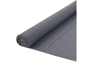 True Products 1.8m x 4m PVC Garden Fence Artificial Bamboo Slat Privacy Balcony Screening Grey