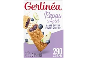 Gerlinéa - Barre Fourrée - Substitut de Repas Complet et Rapide - Saveurs : Pomme Myrtille - 199289