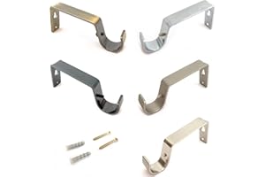 Your Home Online 28mm Heavy Duty Metal Curtain Pole Rod Wall Bracket Holder 5 Colours (3 Brackets, Polished Silver Chrome)