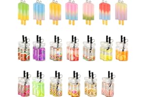 burkfeeg 40 Piezas Mini Colgantes de Té de Frutas, Colgante de Resina de Té de Burbujas para DIY Pendientes Collar Llavero