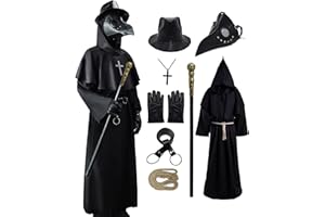 Coseaon Pestdoktor Kostüm Herren Plague Doctor Costume Erwachsene Halloween Pest Doktor Cosplay Set mit Pestdoktor Maske