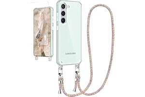 Ciciber Handykette Hülle für Samsung Galaxy S23 FE Handyhülle mit Band und Schutzfolie, Transparent Case mit Schnur zum Umhängen Kordel Necklace Hülle Schutzhülle für Samsung S23 FE, Regenbogen