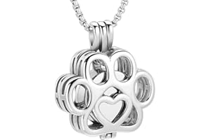 OINSI Pet Cremation Jewelry For Ashes For Dog/Cat Paw Stainless Steel Memorial Locket Urn Necklace Inside Mini Case Keepsake Cremation Jewelry Women Men