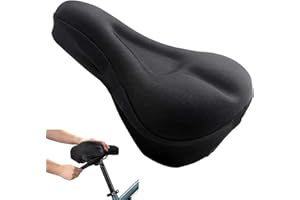 FOEEORT Bike Seat Cushion, Black Gel Bike Seat Cushion With Waterproof Cover, Soft Memory Foam Gel Padded Bicycle Saddle Cushion for Men Women, for Indoor and Outdoor Saddles