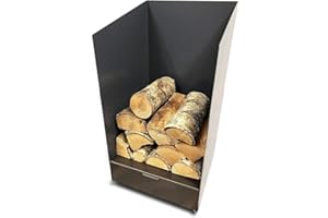 Volcann 65cm Tall Compact Steel Firewood Log Basket with Drawer - Fireplace Wood Holder Metal Store with Handheld, Storage for Indoor Woodstove, Fireside Accessories