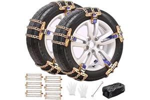 WEKIT 6 PCS Universal-Auto-Schneeketten Winter-Universal-Sicherheitsketten Reifenbreite 195-225mm(7.6-8.9 inch), Notfall-Anti-Rutsch-Schnee-Reifenketten für die meisten Autos/SUV/LKW 100% TPU (Mittel)