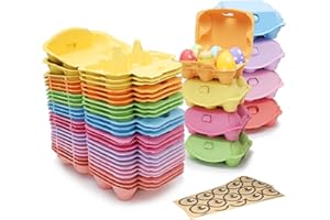 HENGI 24 Stück Eierkarton, Colorful Eierkarton für je 6 Eier mit Aufklebern ohne Aufdruck, Wiederverwendbar, Robust und Langlebig, Eierschachtel für Hühnereier für DIY Geschenke Ostern Handwerk