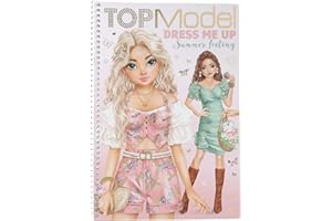 Depesche 13833 TOPModel Summer Feeling - Libro de pegatinas Dress Me Up con 24 páginas de motivos de modelos para decorar, incl. 7 páginas de pegatinas de accesorios