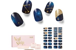 NAILOG Semi Cured Gel Nail Strips, 34 pcs Salon-Quality Gel Nail Stickers, Long Lasting Nail Wraps for Women with Soft Gel Finish, Zodiac