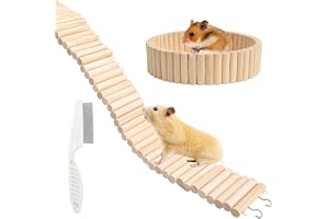 Trästege för hamster – 60 x 8 cm – Klätterbrygga – Klätterbrygga – Flexibelt trästaket – Hängbrygga – Flexibel träbro för bur