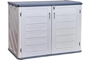 Oseasons Heavy Duty Outdoor Storage Box - Large Steel Reinforced Waterproof Garden Storage Chest, Weatherproof HDPE Deck Box with Lockable Lid and Double Front Doors