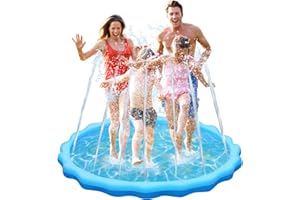 LOVICVKEM Tappetino Gioco d'Acqua per Bambini, 170cm Antiscivolo Splash Pad, Giocattolo per tappetino spray da giardino per giochi all'aperto per Bambini, set da gioco estivo per animali domestici